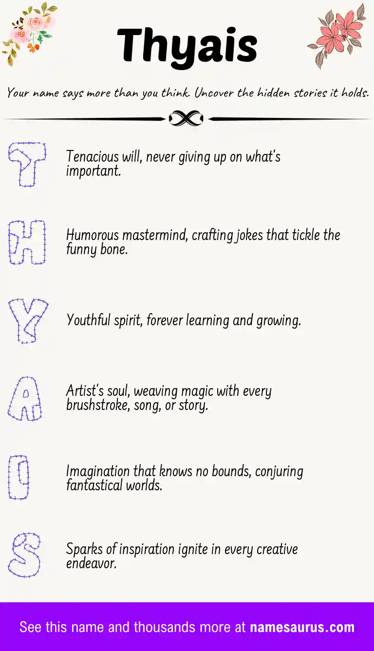 Acrostic poem about Thyais.