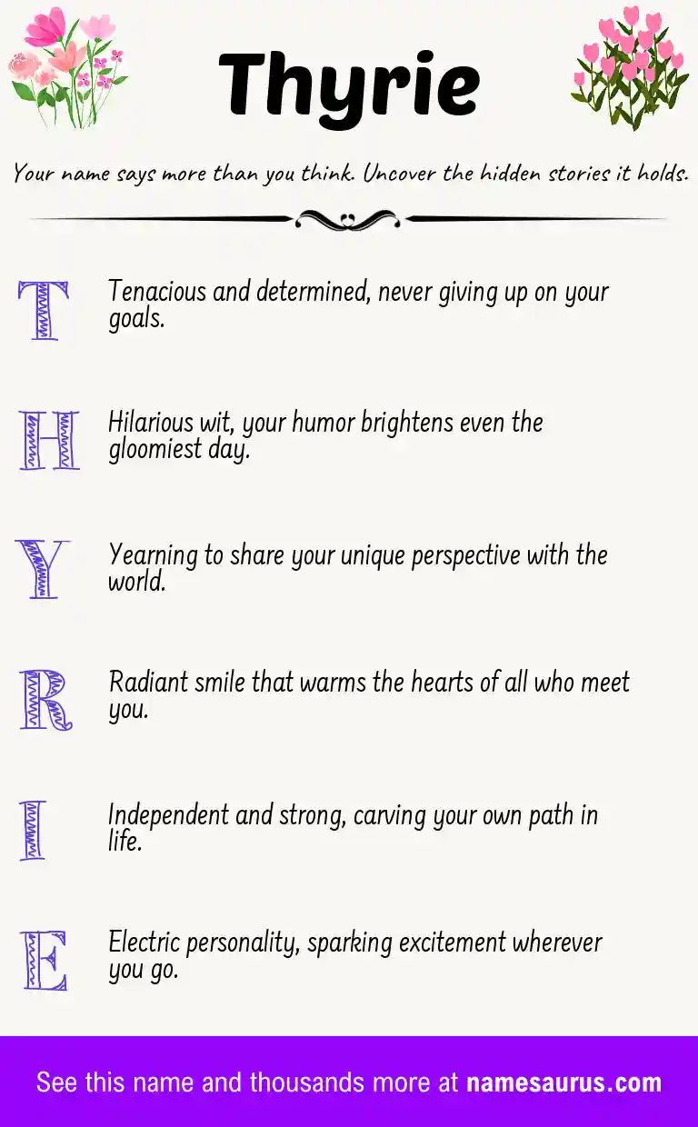 Acrostic poem about Thyrie.