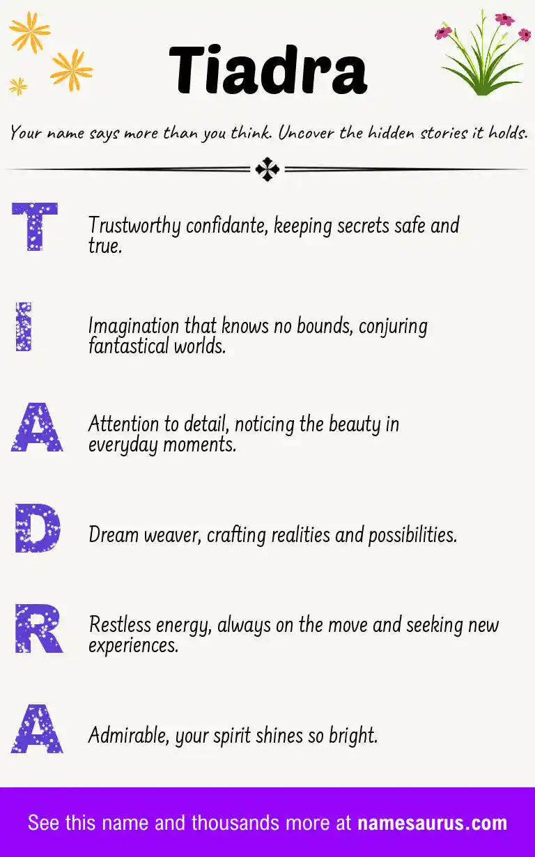 Acrostic poem about Tiadra.