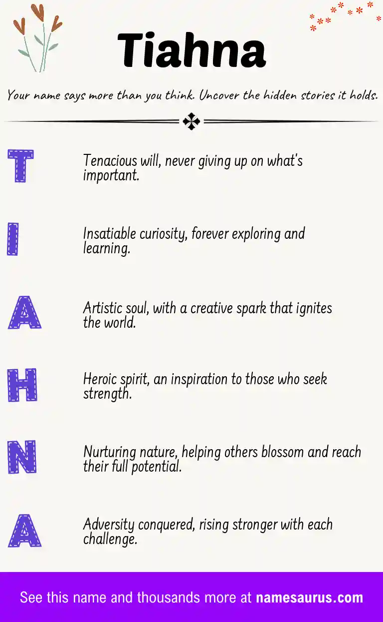Acrostic poem about Tiahna.