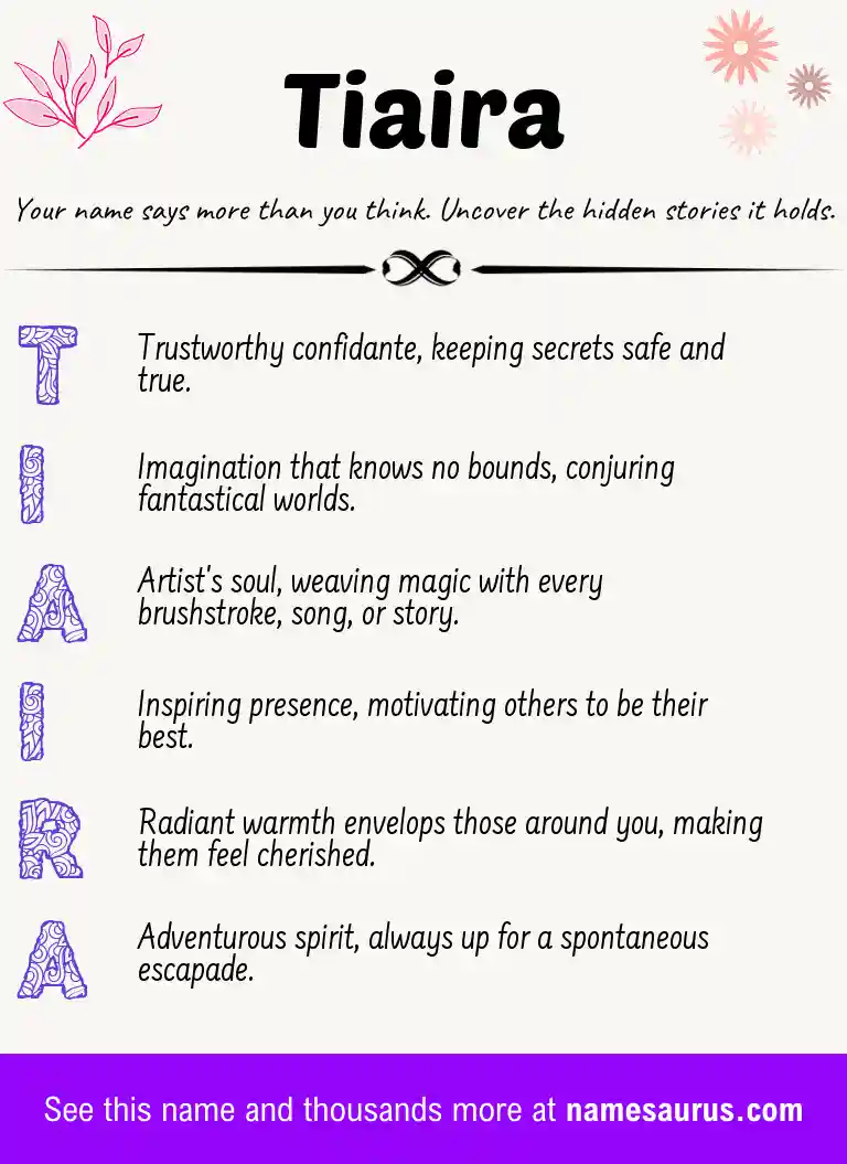 Acrostic poem about Tiaira.