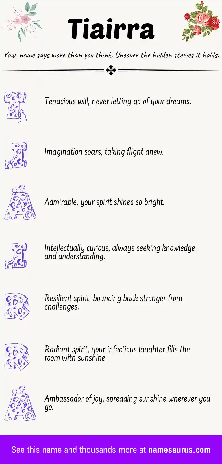 Acrostic poem about Tiairra.