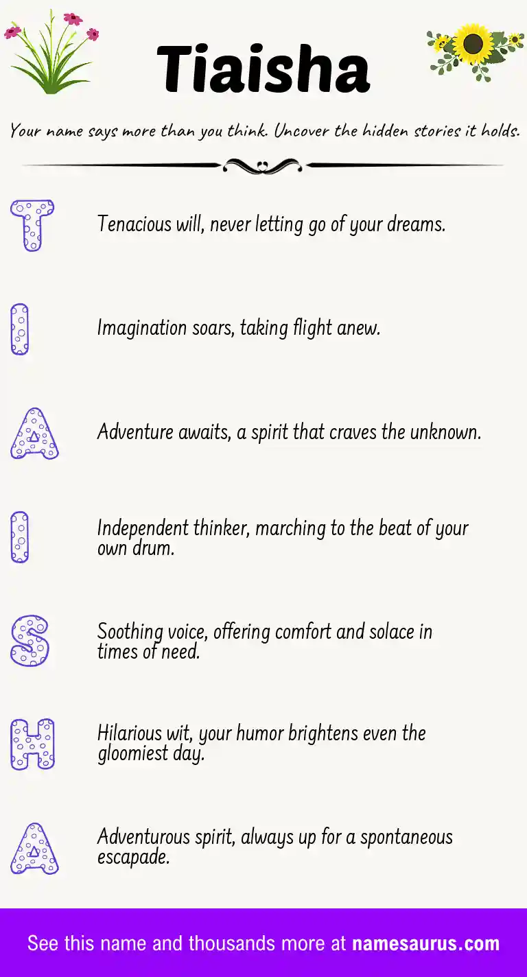 Acrostic poem about Tiaisha.