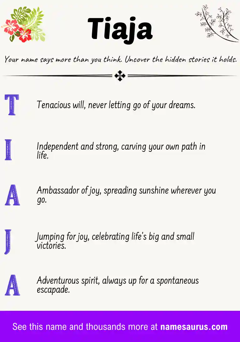 Acrostic poem about Tiaja.