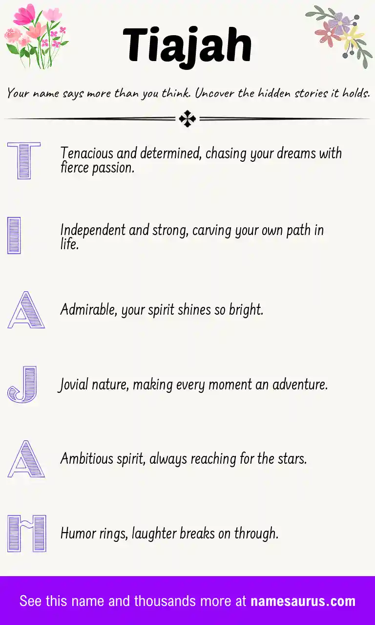 Acrostic poem about Tiajah.