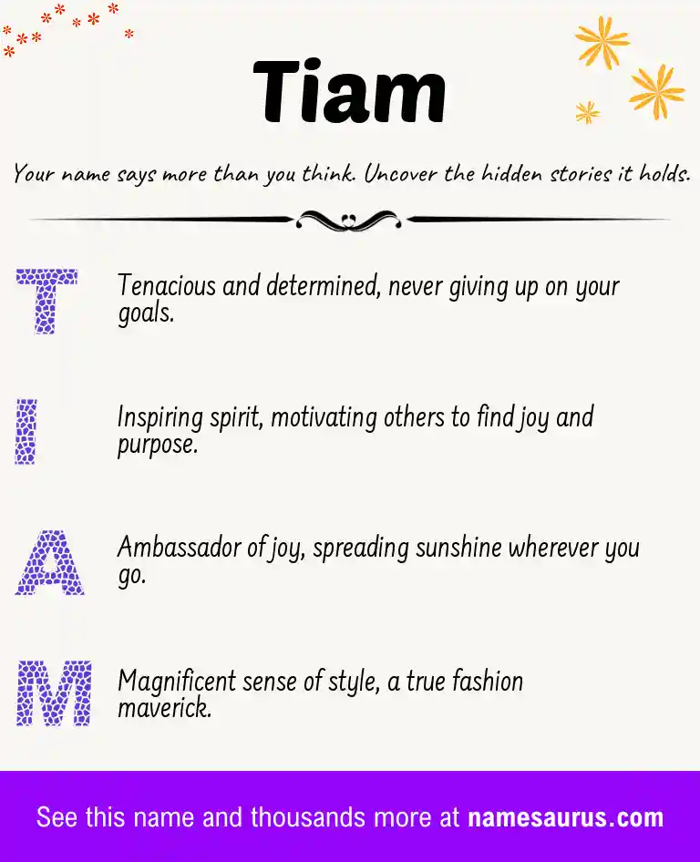 Acrostic poem about Tiam.