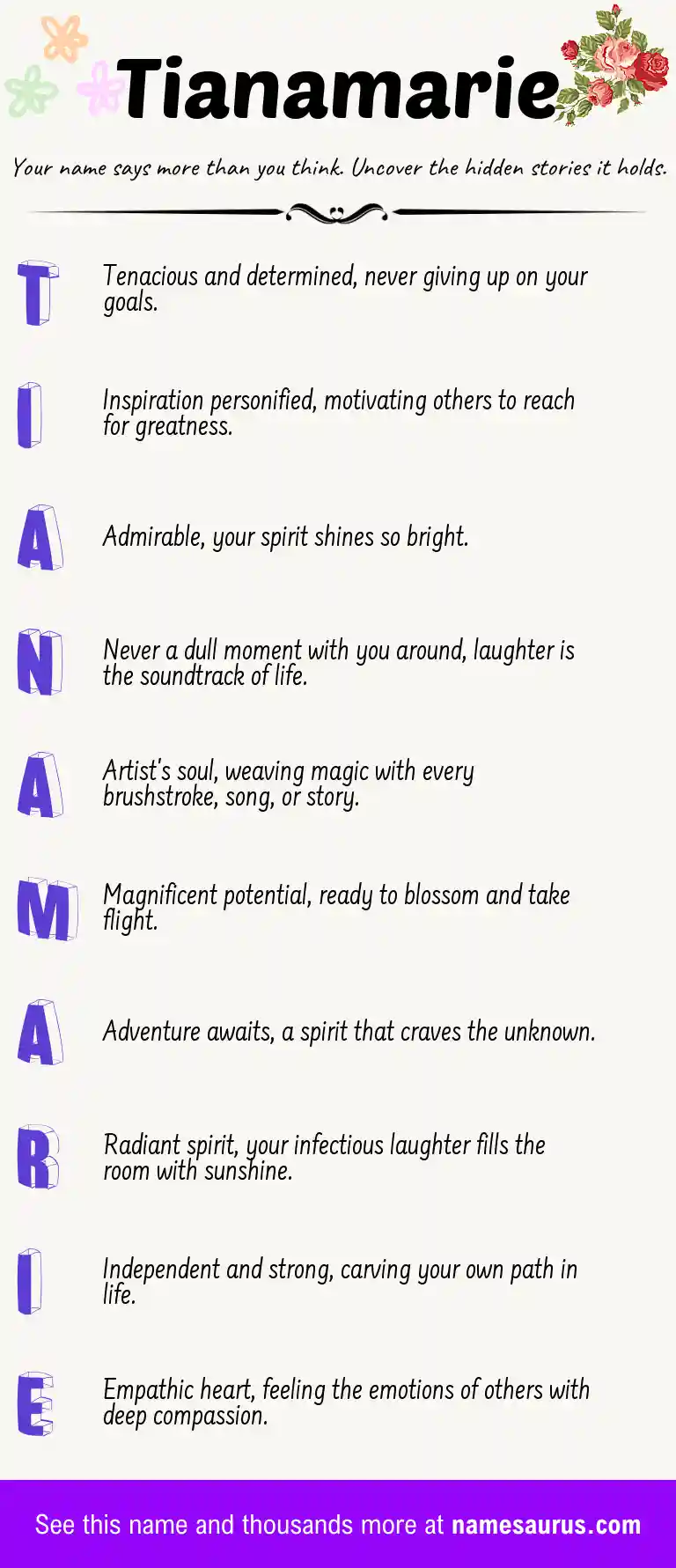 Acrostic poem about Tianamarie.