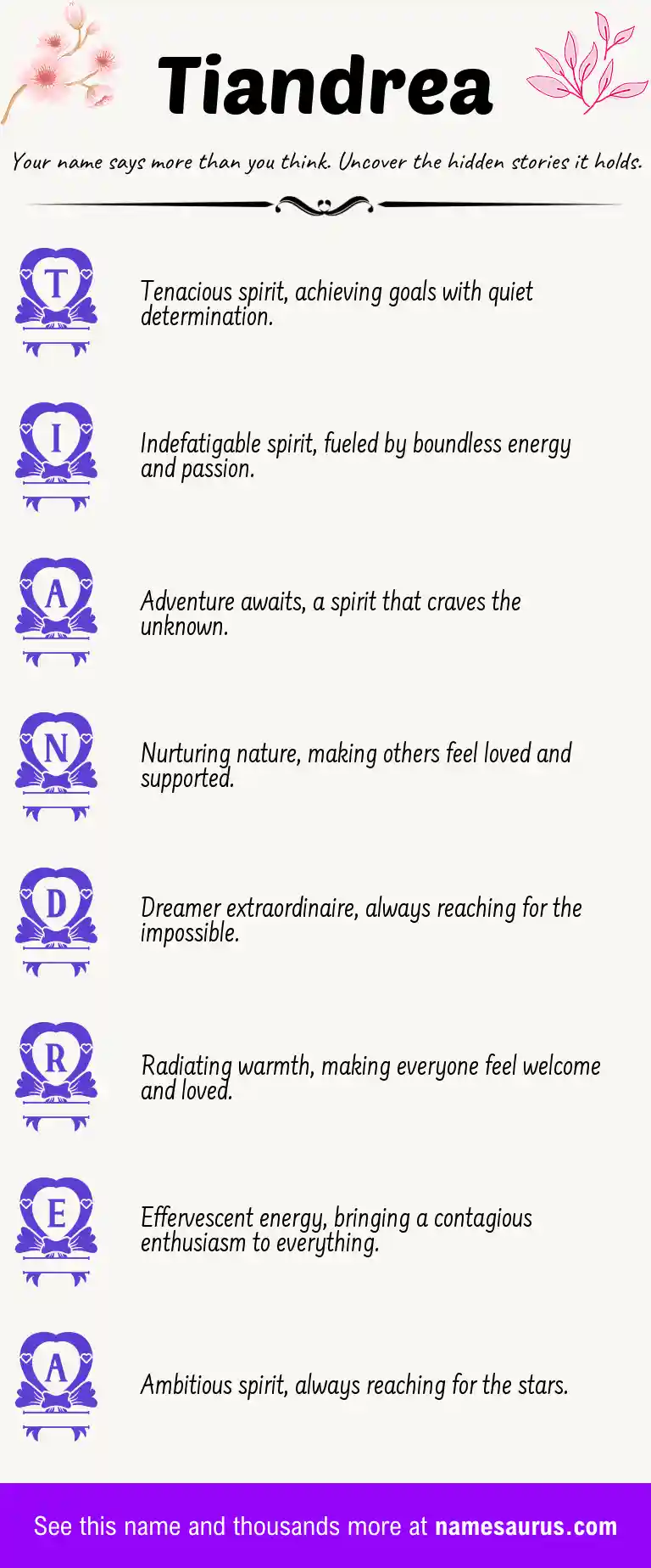 Acrostic poem about Tiandrea.