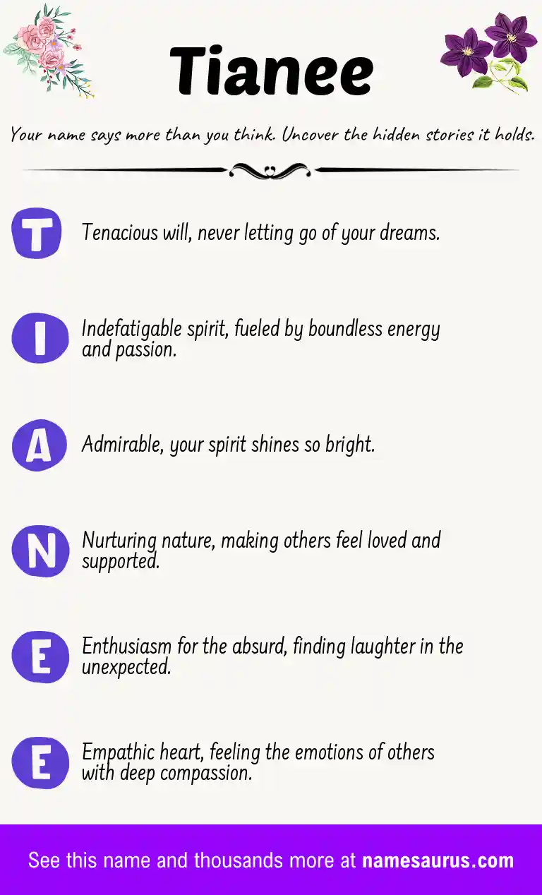 Acrostic poem about Tianee.