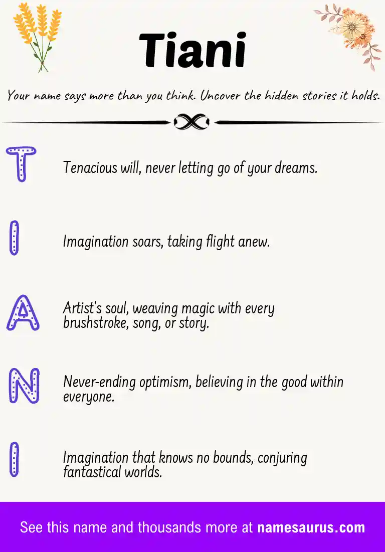 Acrostic poem about Tiani.