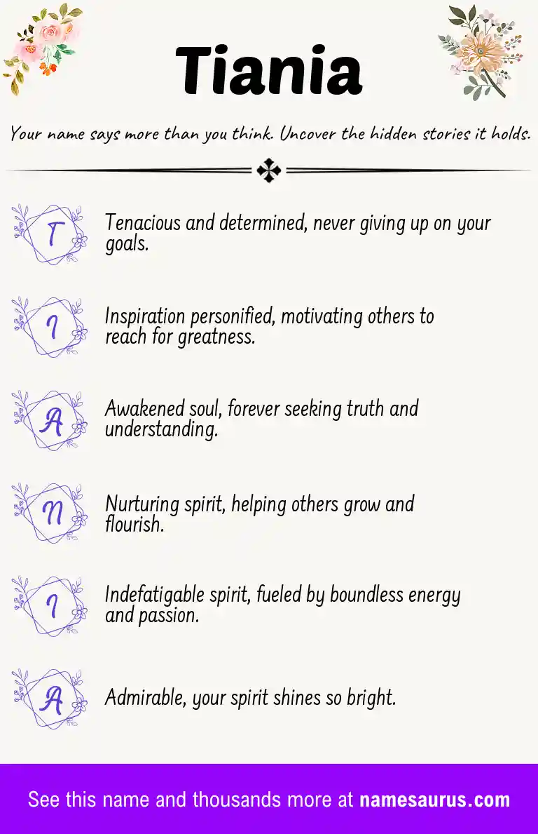 Acrostic poem about Tiania.