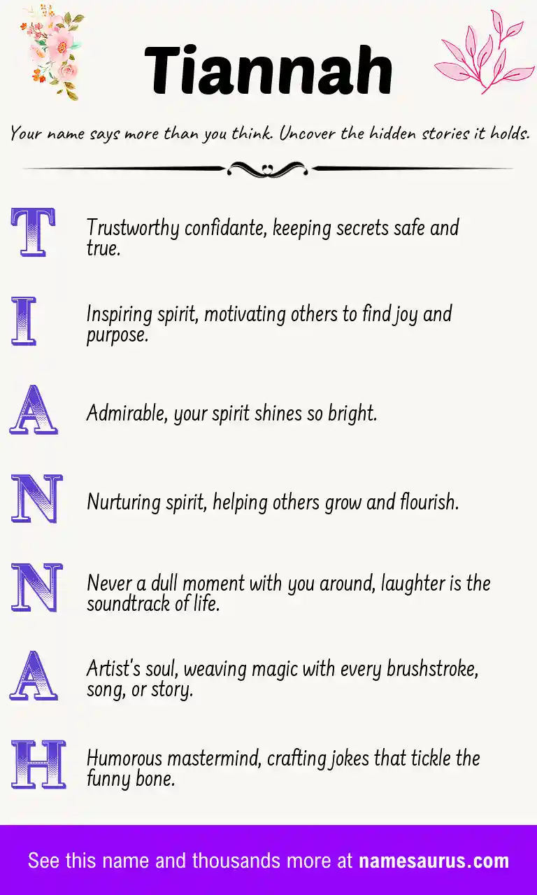 Acrostic poem about Tiannah.