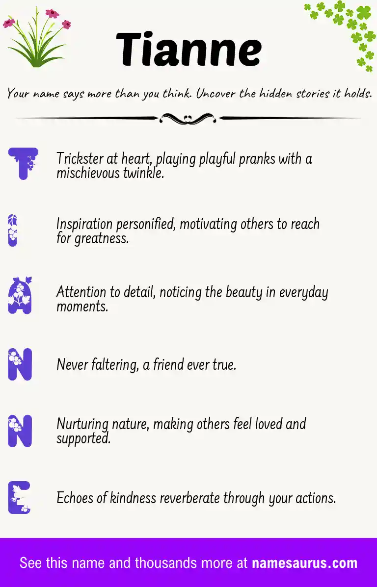 Acrostic poem about Tianne.