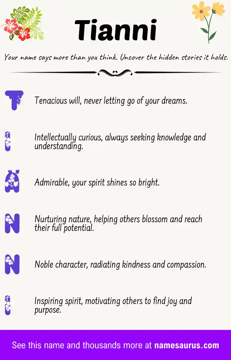 Acrostic poem about Tianni.