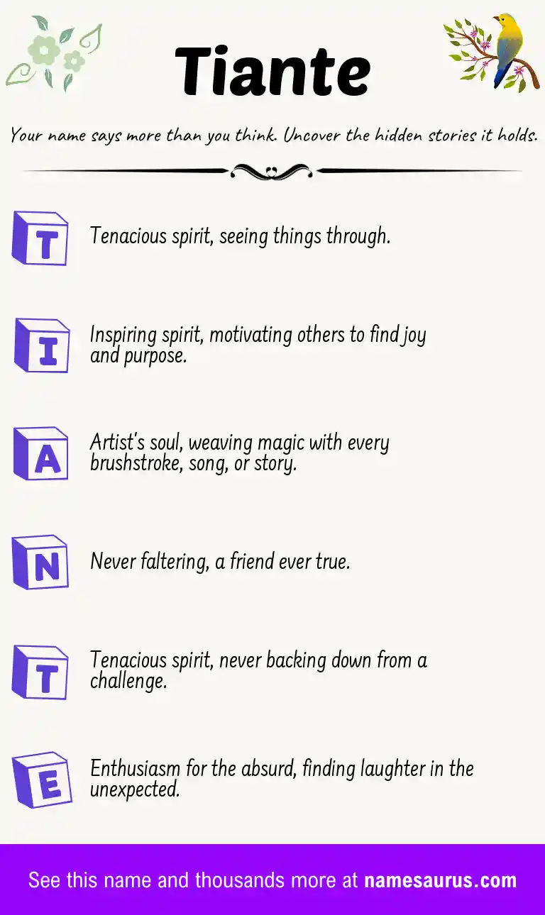 Acrostic poem about Tiante.