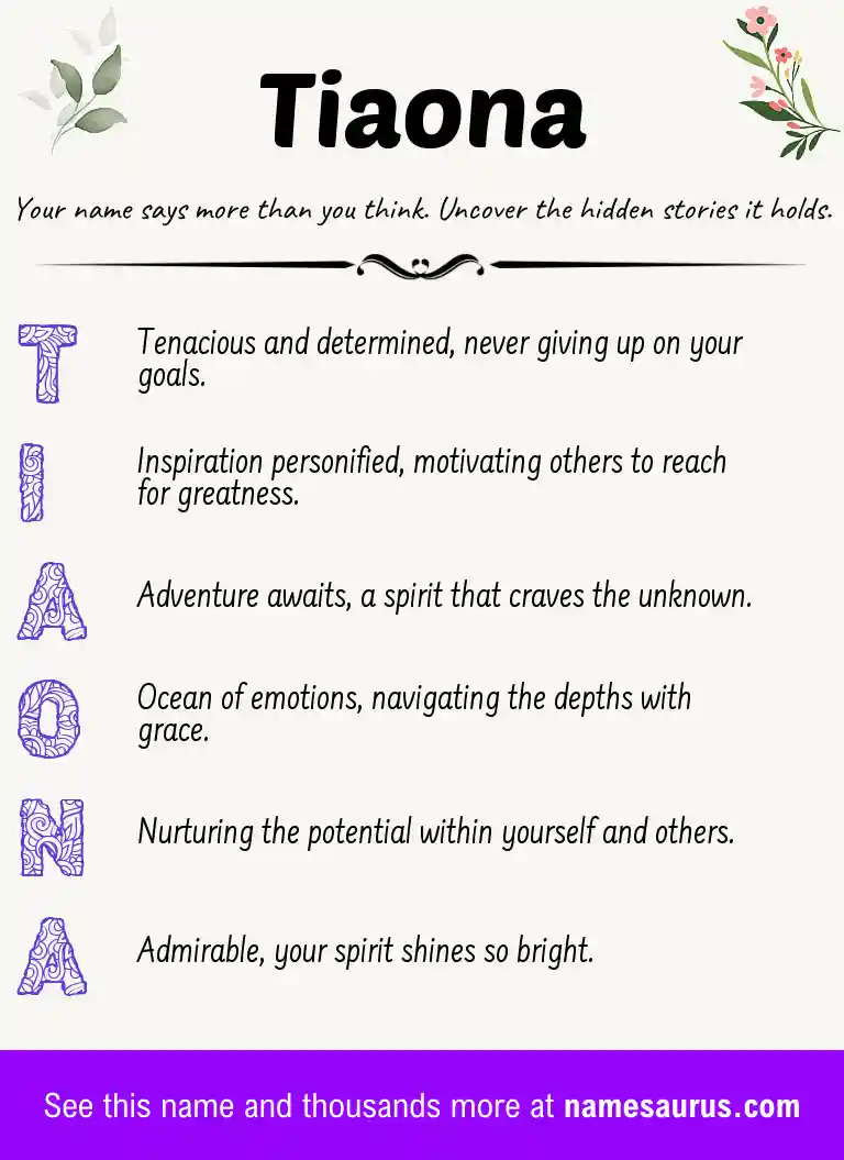 Acrostic poem about Tiaona.