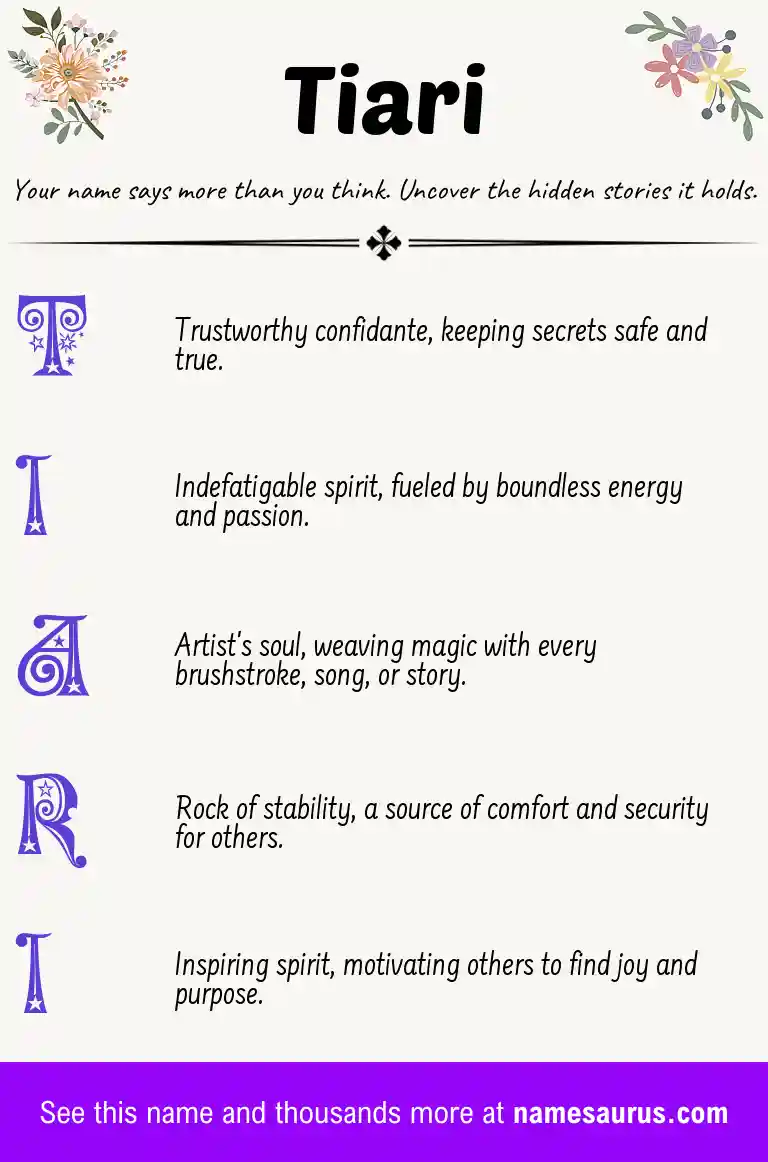 Acrostic poem about Tiari.