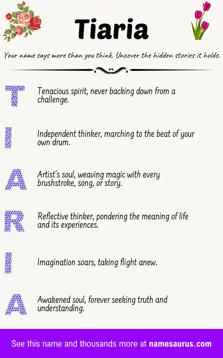 Acrostic poem about Tiaria.