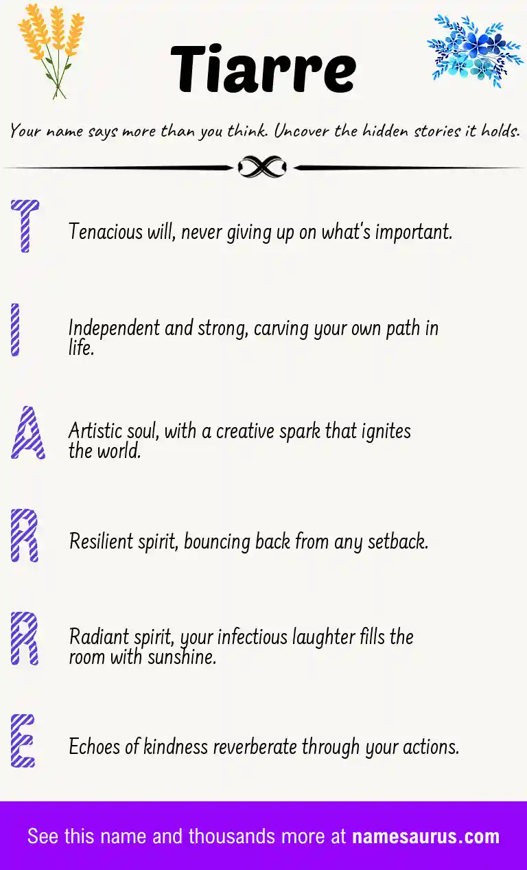 Acrostic poem about Tiarre.