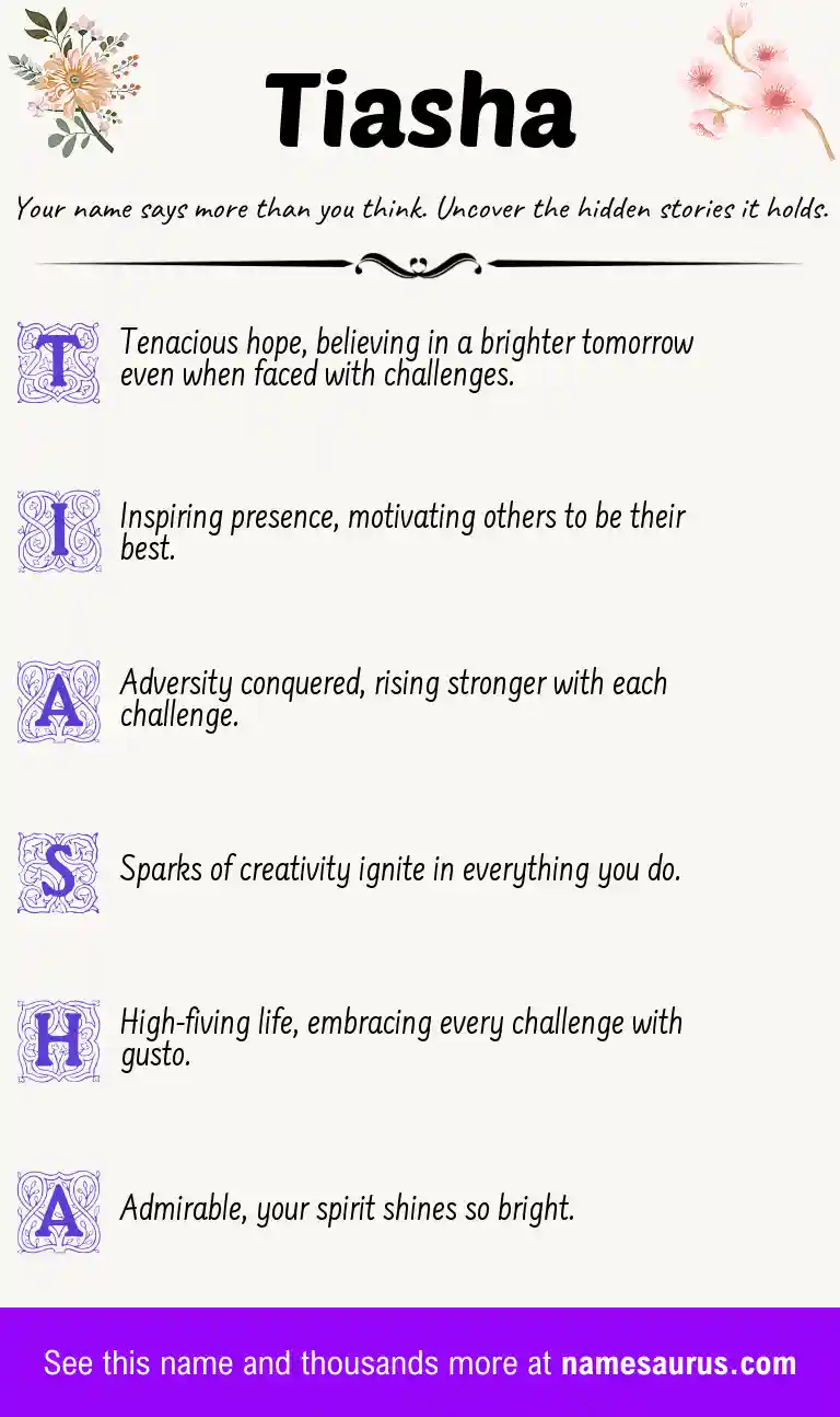 Acrostic poem about Tiasha.