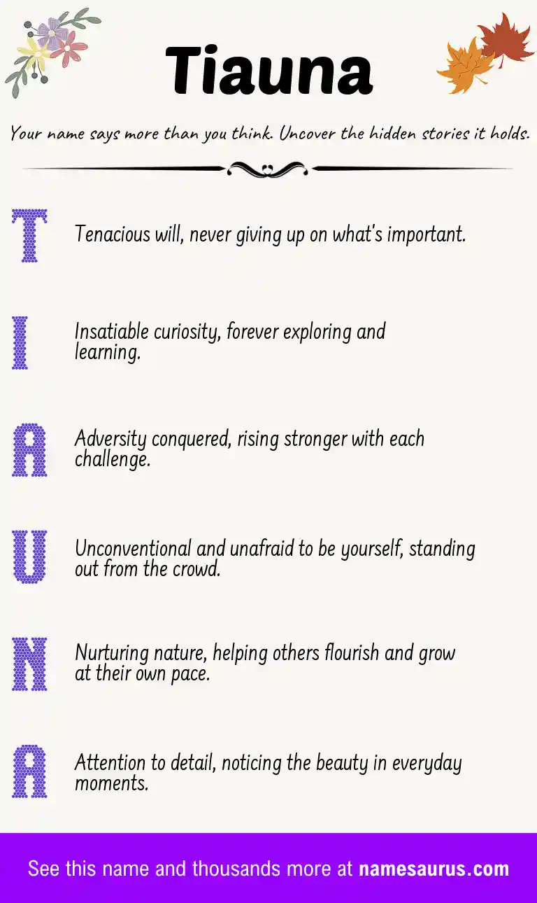 Acrostic poem about Tiauna.