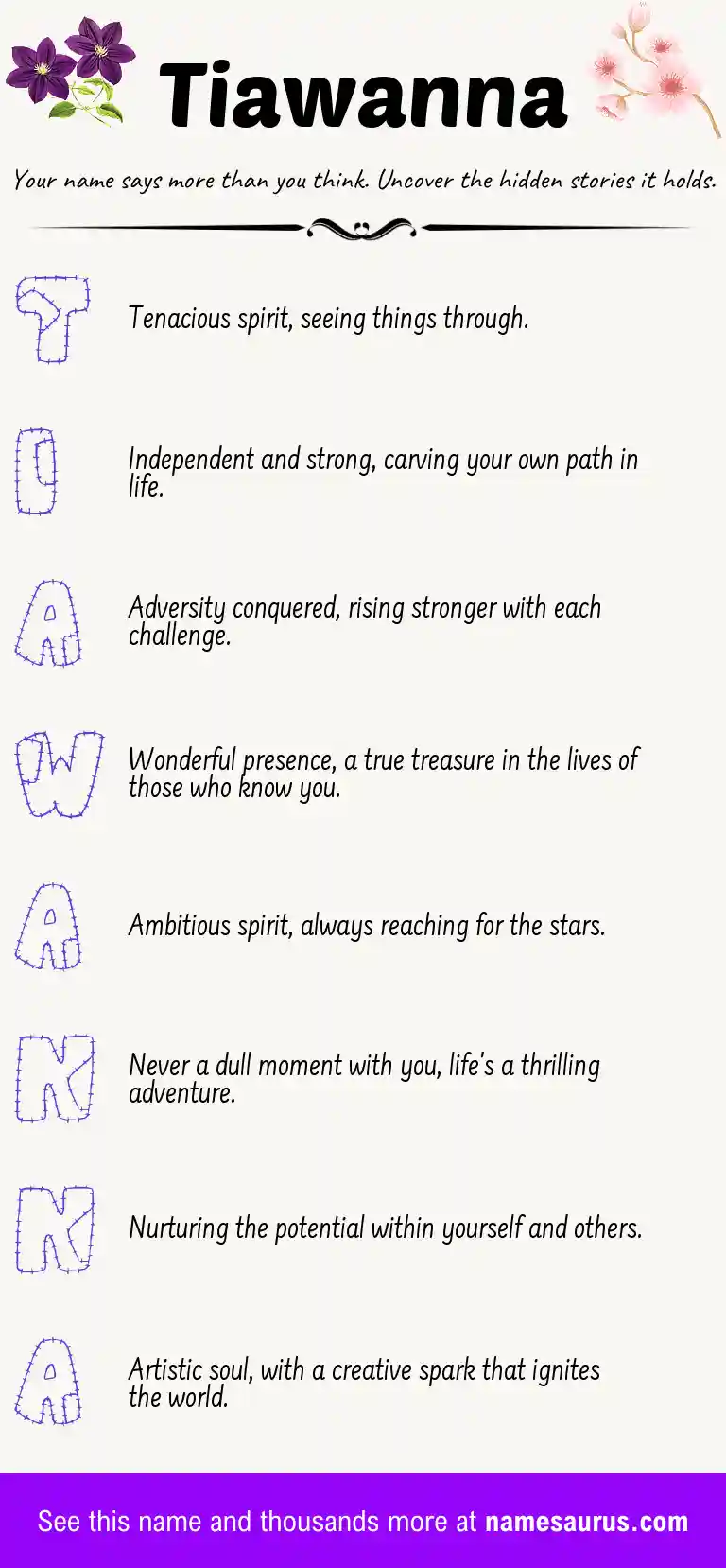 Acrostic poem about Tiawanna.