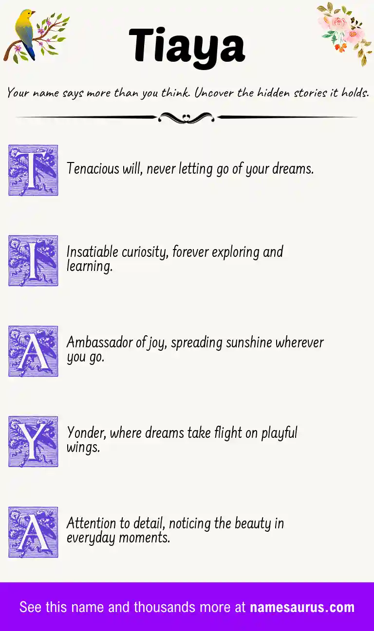 Acrostic poem about Tiaya.