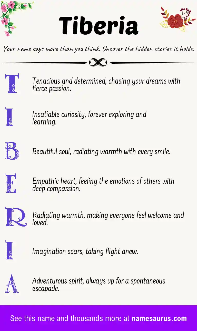 Acrostic poem about Tiberia.