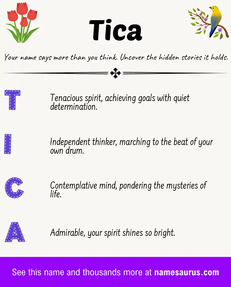 Acrostic poem about Tica.