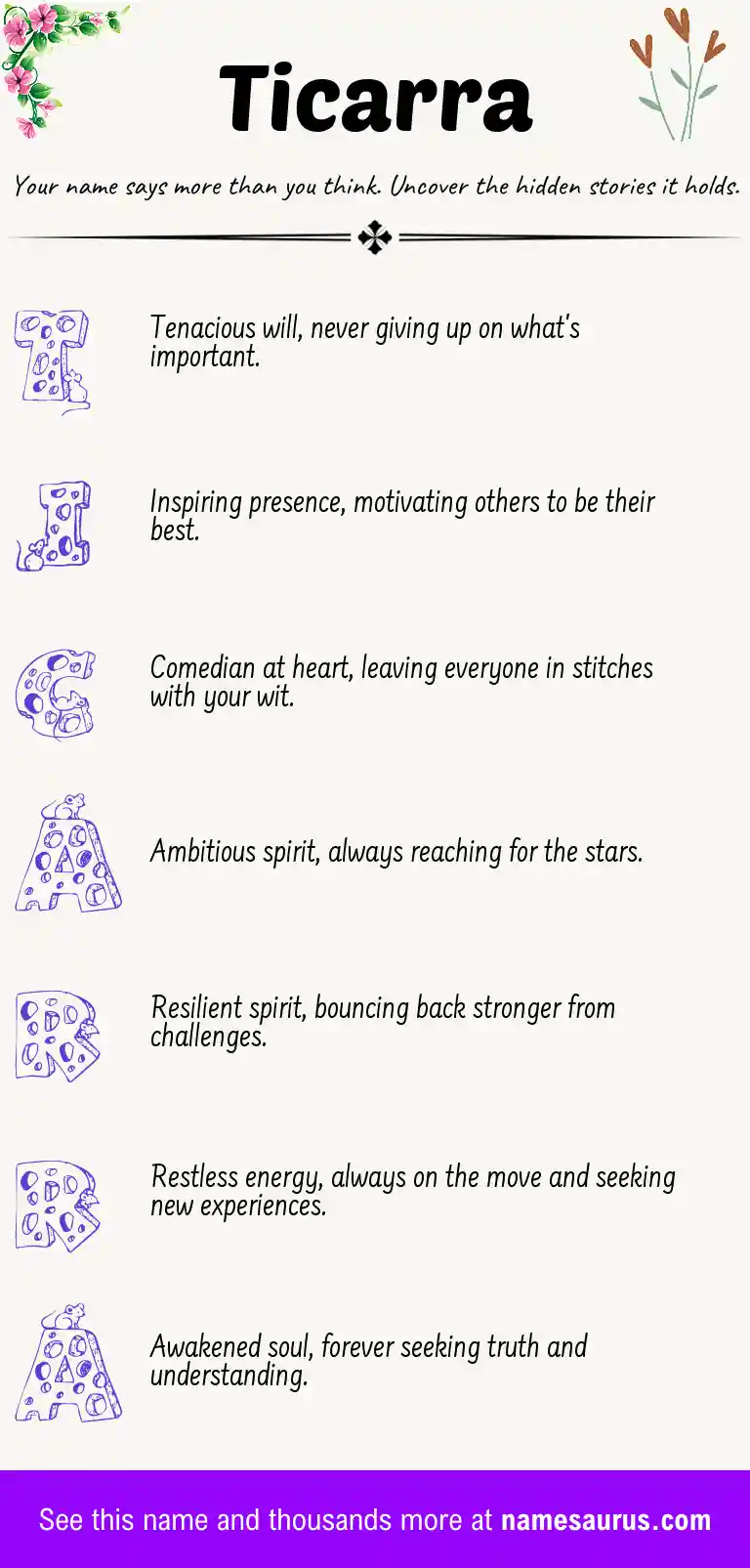 Acrostic poem about Ticarra.