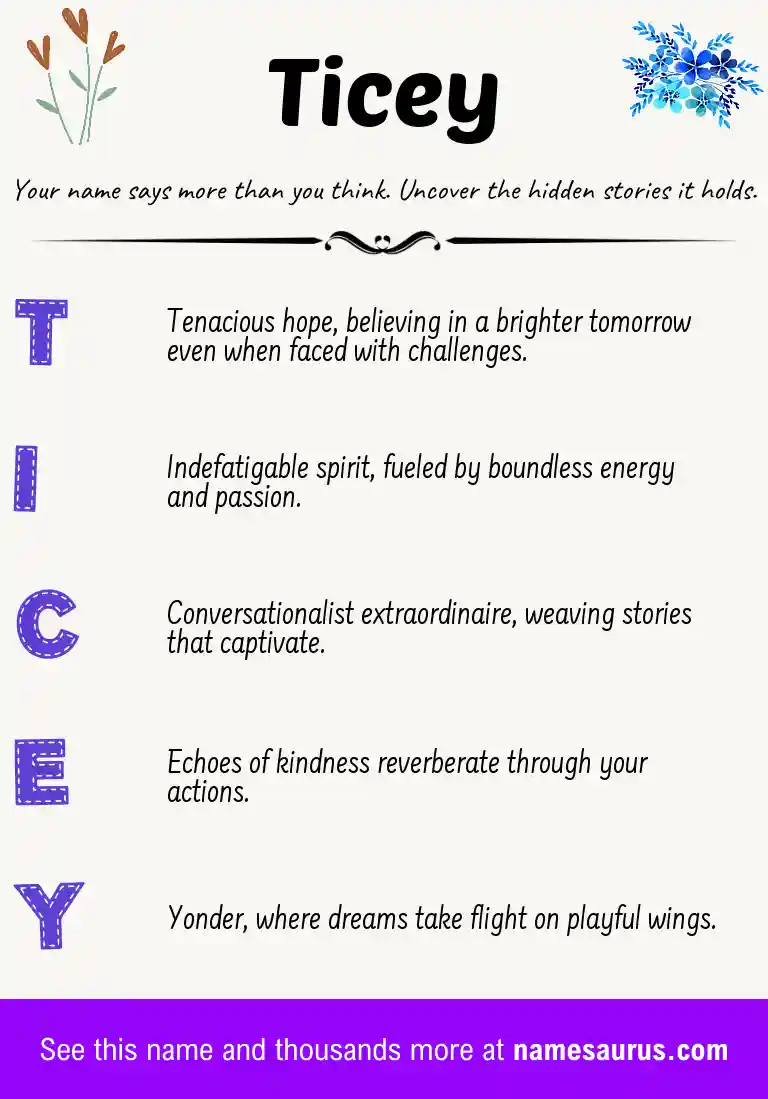 Acrostic poem about Ticey.