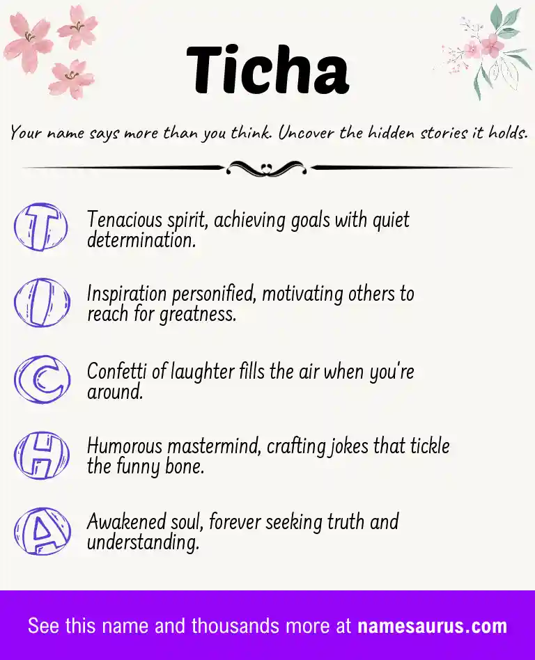 Acrostic poem about Ticha.