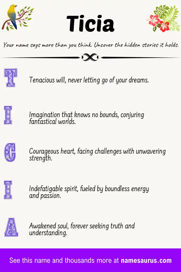 Acrostic poem about Ticia.