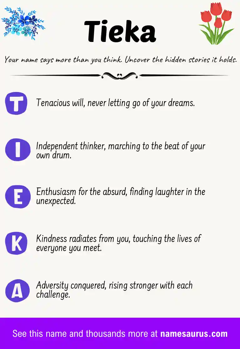 Acrostic poem about Tieka.