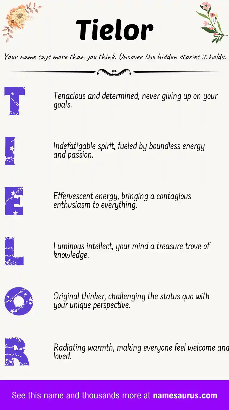 Acrostic poem about Tielor.