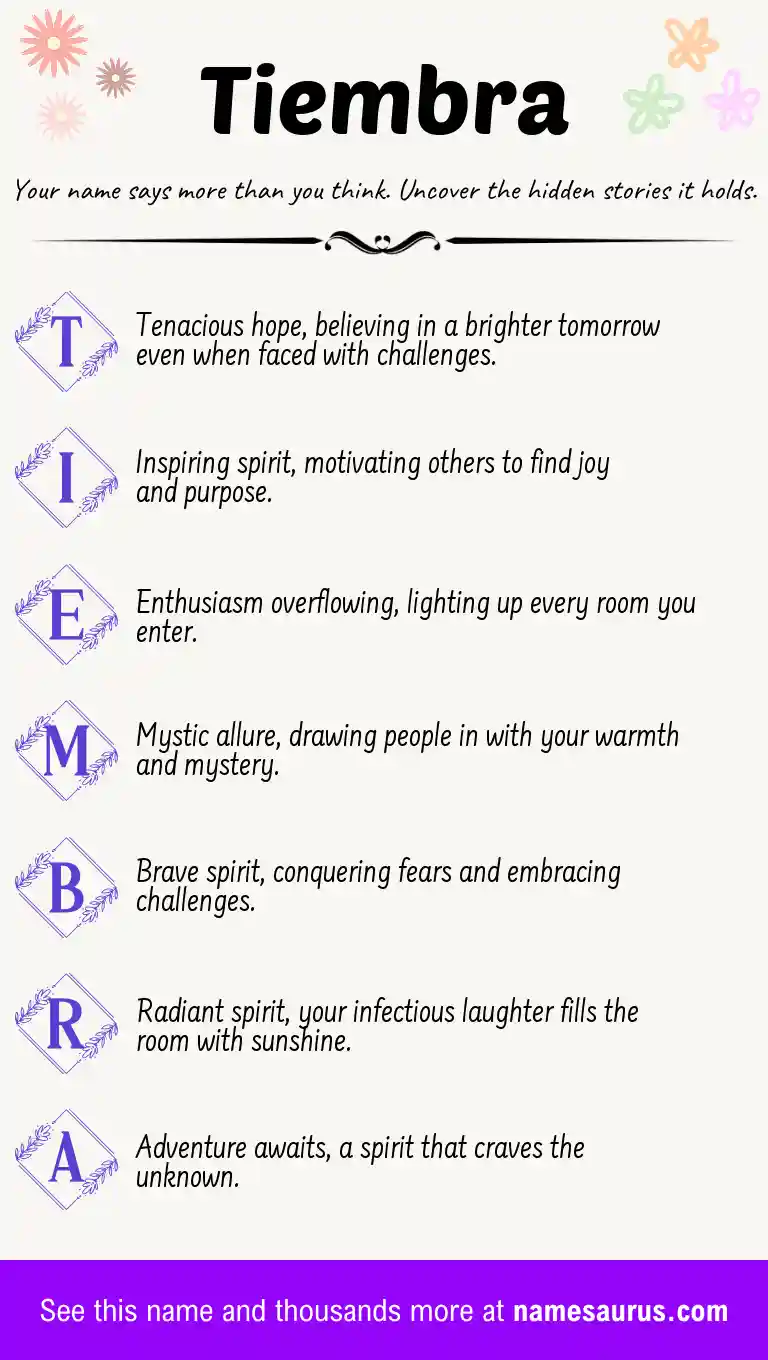 Acrostic poem about Tiembra.