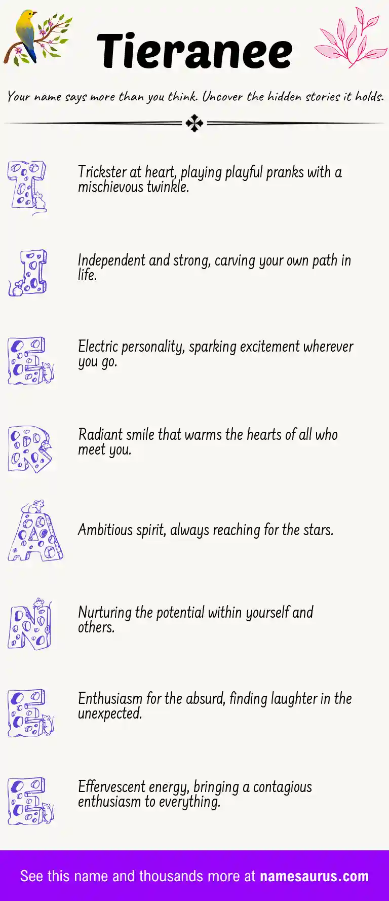 Acrostic poem about Tieranee.