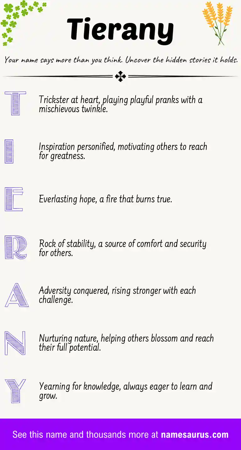 Acrostic poem about Tierany.