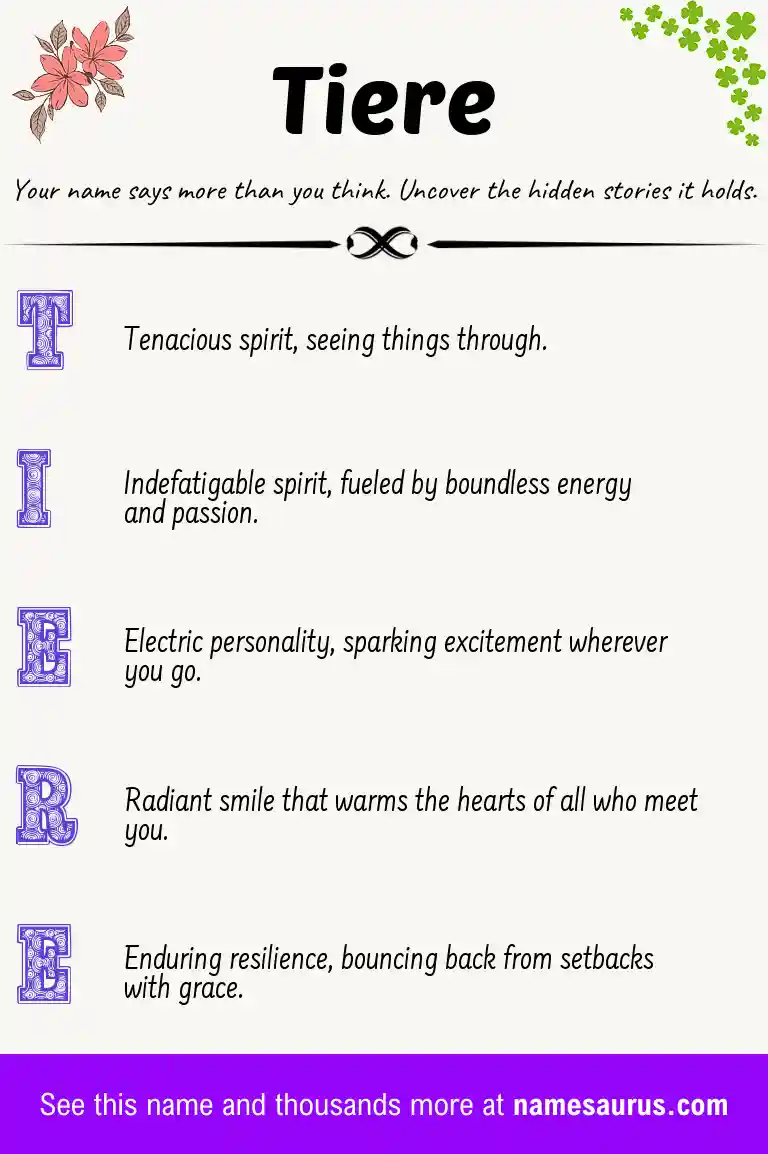 Acrostic poem about Tiere.