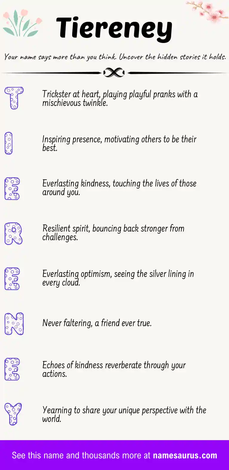 Acrostic poem about Tiereney.