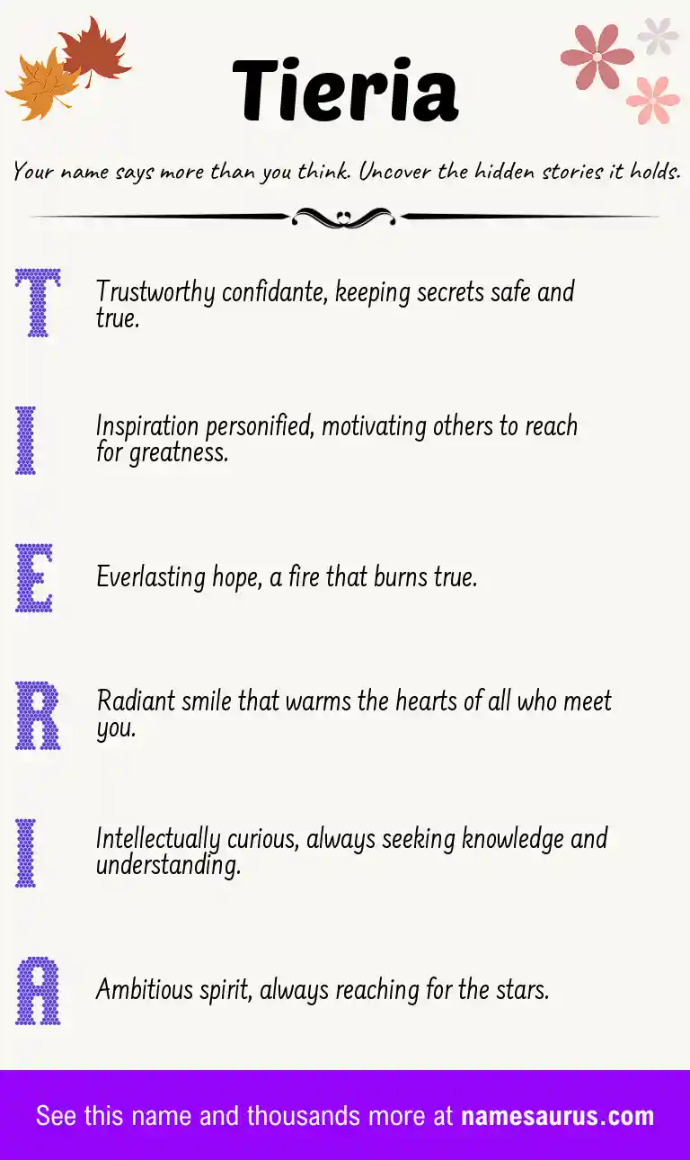Acrostic poem about Tieria.