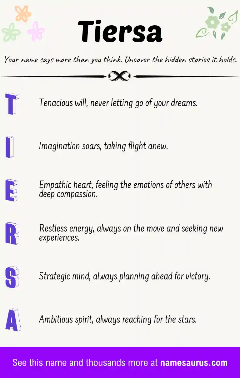 Acrostic poem about Tiersa.