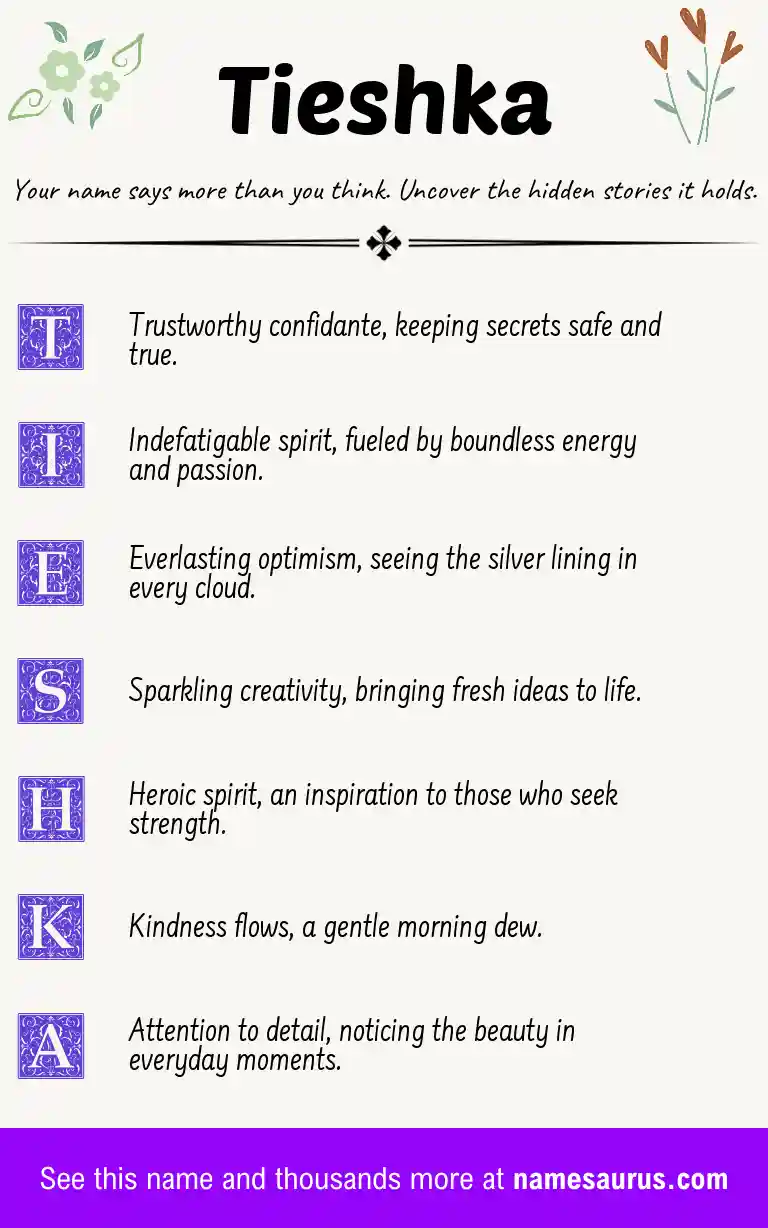 Acrostic poem about Tieshka.