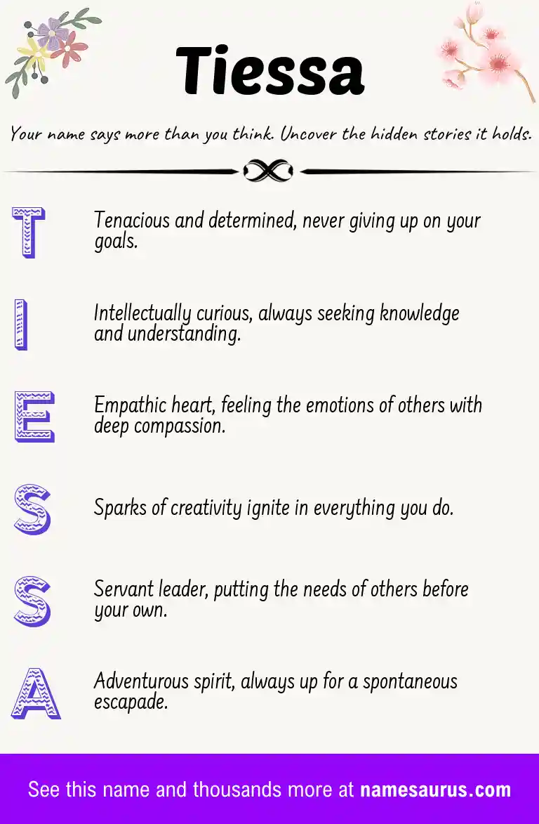 Acrostic poem about Tiessa.