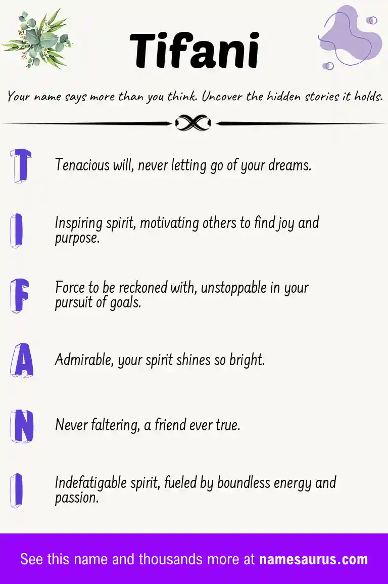 Acrostic poem about Tifani.