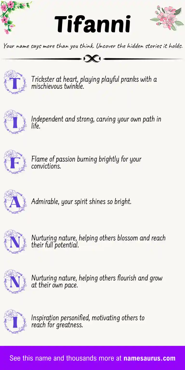 Acrostic poem about Tifanni.