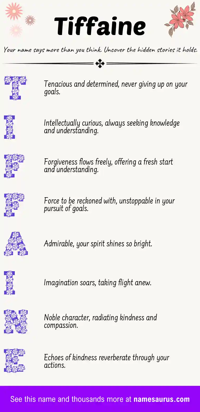 Acrostic poem about Tiffaine.