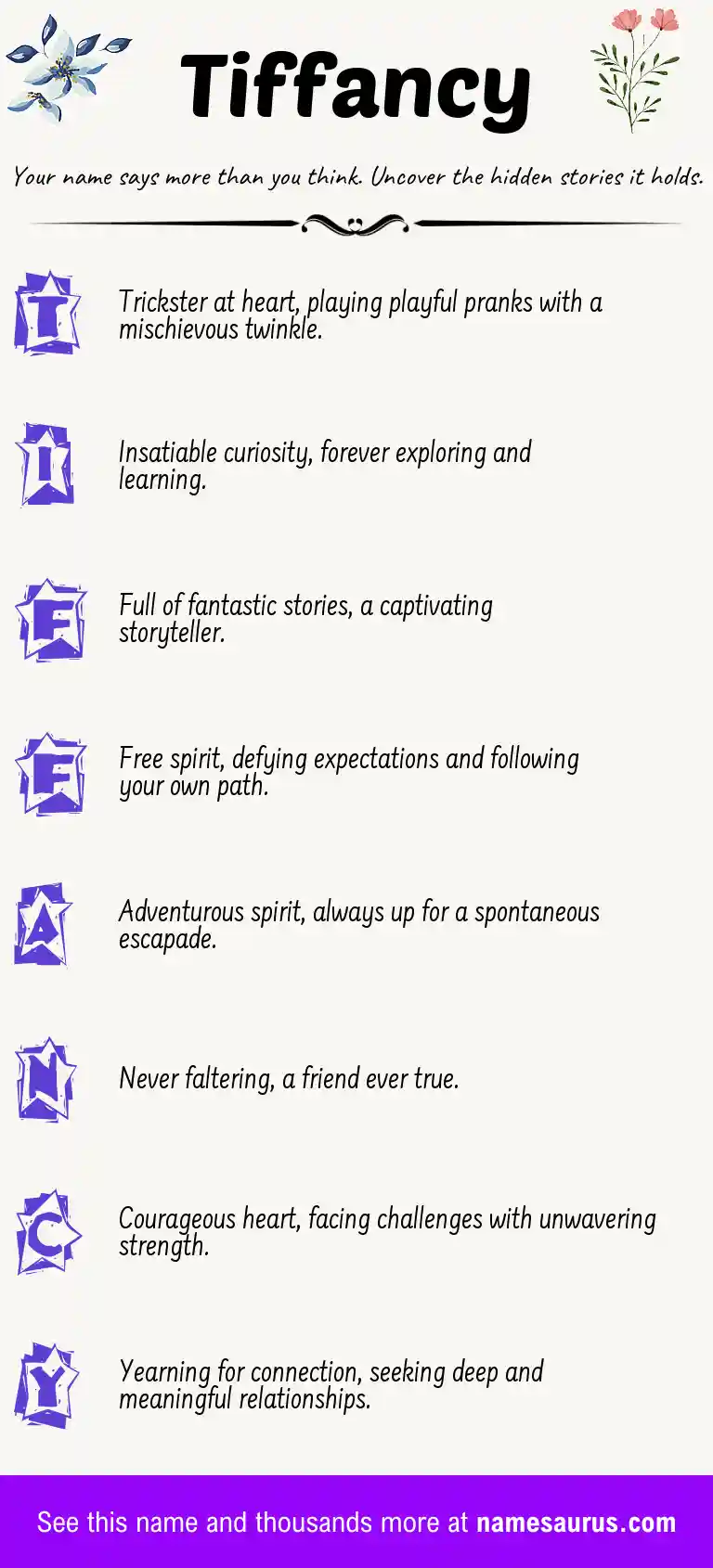 Acrostic poem about Tiffancy.