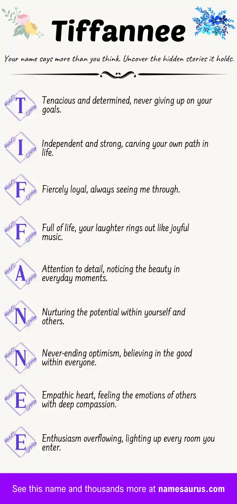 Acrostic poem about Tiffannee.