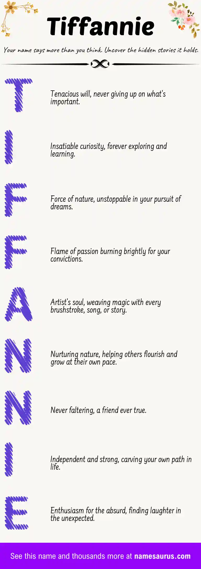 Acrostic poem about Tiffannie.